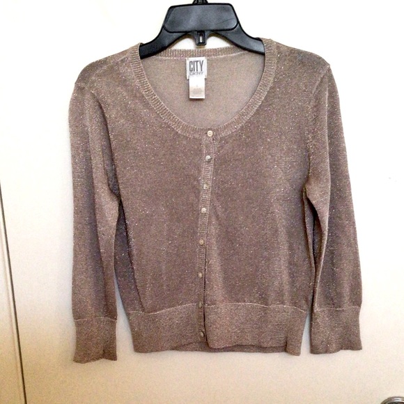 DKNY cropped shimmer metallic cardigan - Picture 1 of 5
